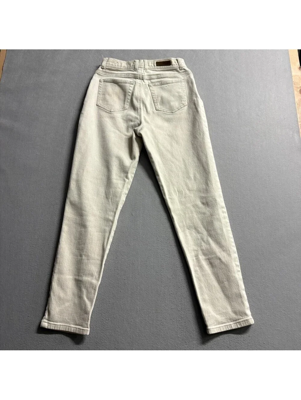 Gloria Vanderbilt Stretch Jeans Womens 10 Petite Beige Denim High Rise Straight